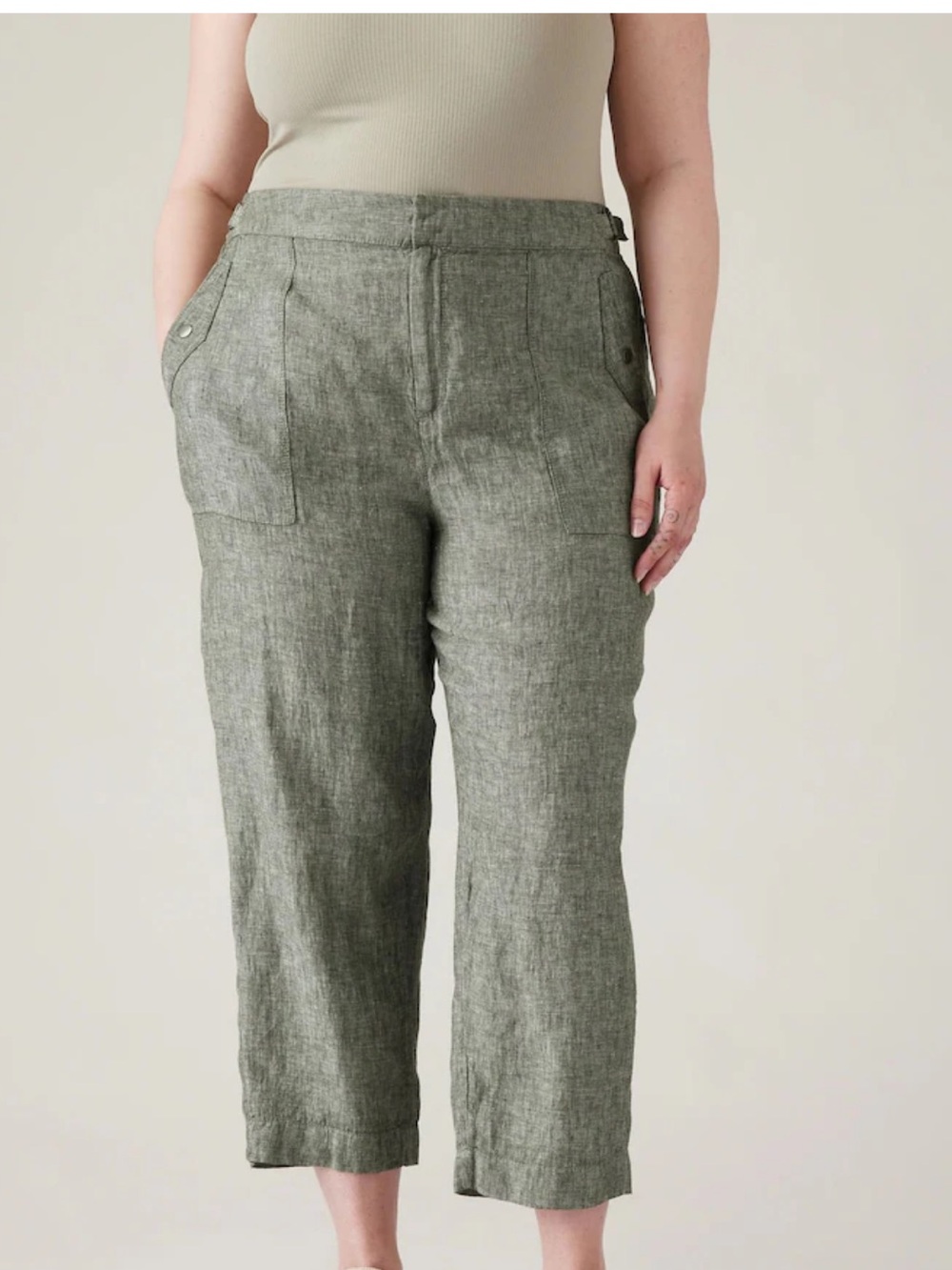 Athleta Voyager 100% Linen sage green Pants - Size 22  NWT